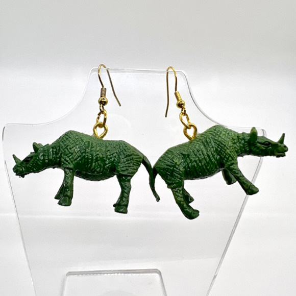 Rhino Earrings - Animal Earrings - Zoo Earrings - Teacher Earrings - Safari - Picture 6 of 9